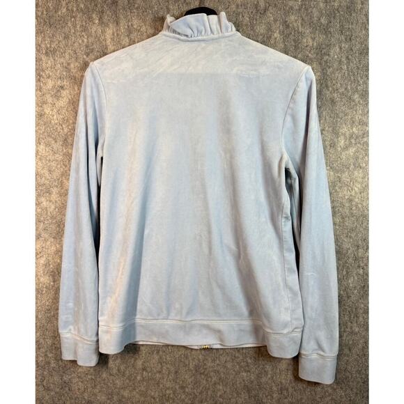 Lilly Pulitzer Jayla Velour Ruffle Neck Zip Up Crew Blue Size Small EUC - 000078 - Picture 5 of 10